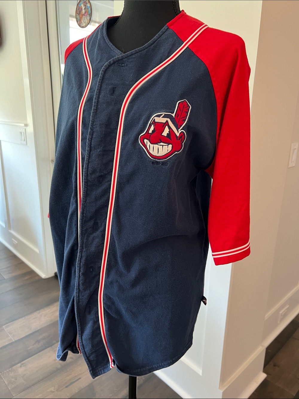 Collectible vintage Pro Player Navy and Red Baseball-Style Button Down Shirt